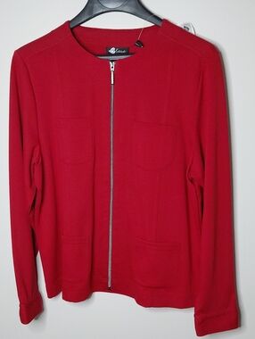 NWT BLAST Red Knit Full Zip Dress Jacket